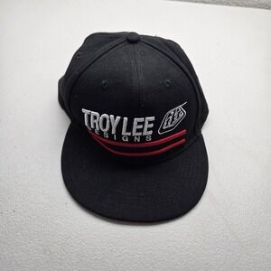 Troy Lee Designs Unisex Baseball‎ Cap OS Black Flat Snapback Embroidered MX BMX